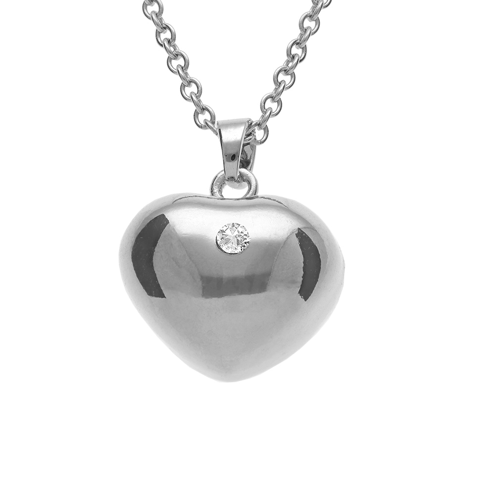 Collier en acier bola de grossesse coeur avec un oxyde,  80+10cm - Vue 1