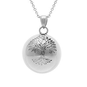 Collier en acier bola de grossesse rond 21mm arbre de vie  - 90+20cm