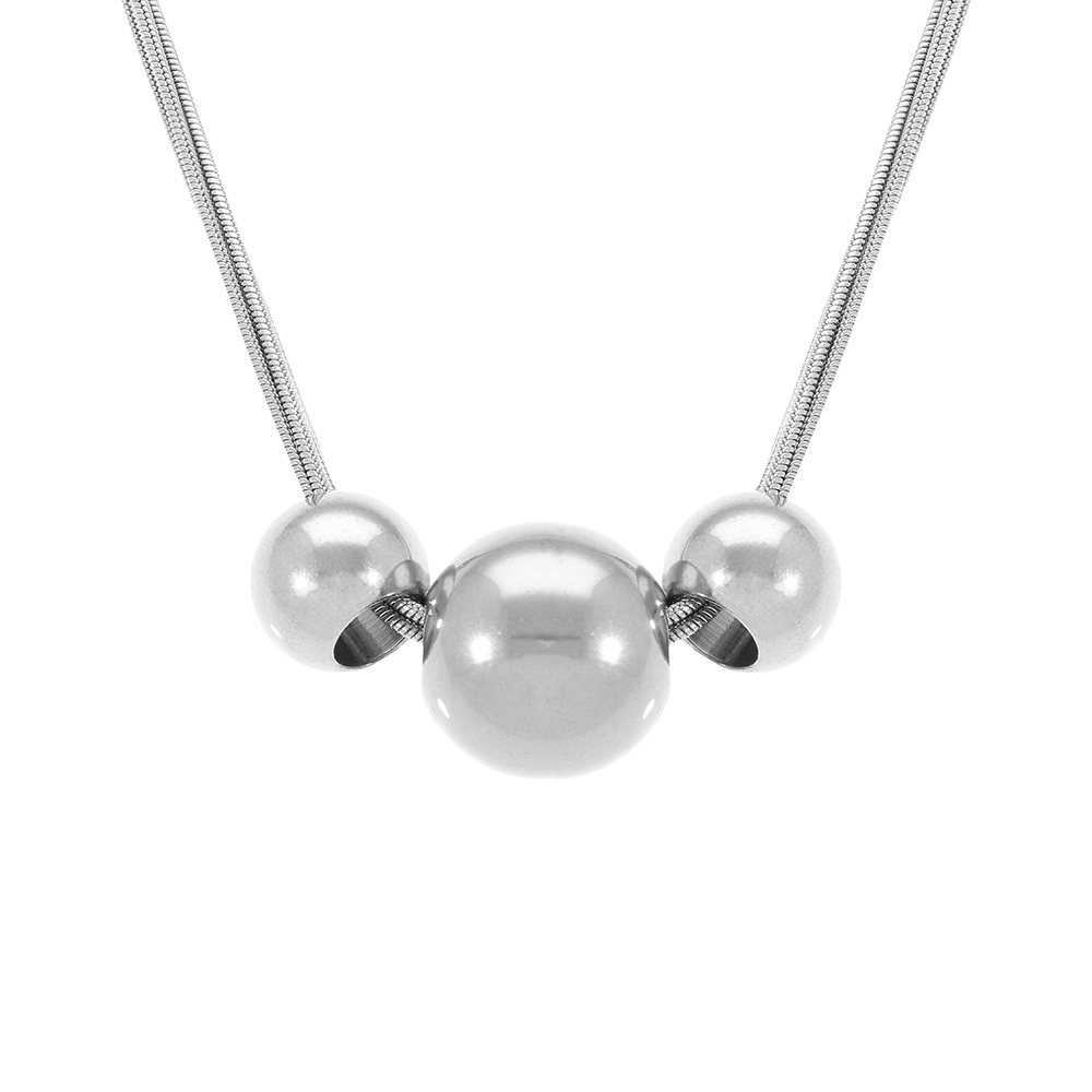 Collier en acier 3 boules  - 43+4cm - Vue 1
