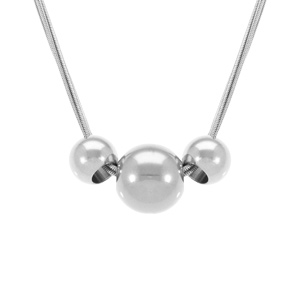 Collier en acier 3 boules  - 43+4cm - Vue 1