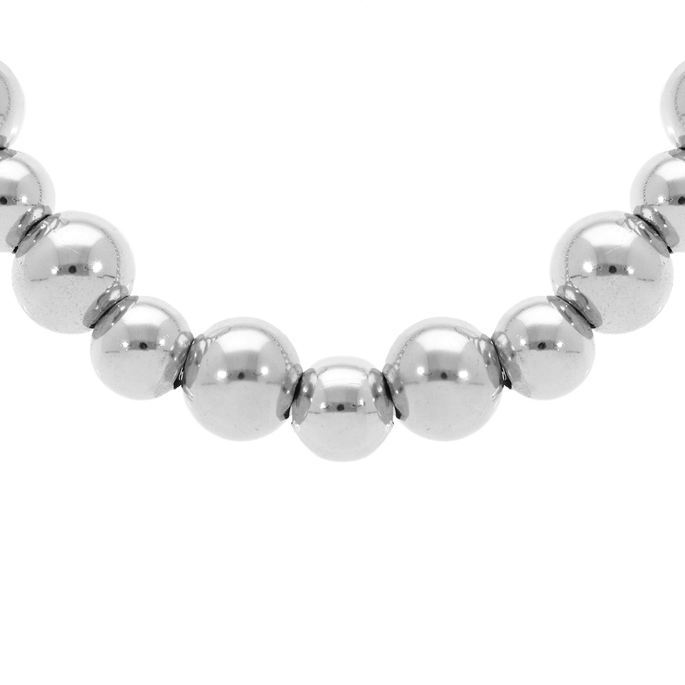 Collier en acier boules 8mm et 10mm  - 42+5cm - Vue 1