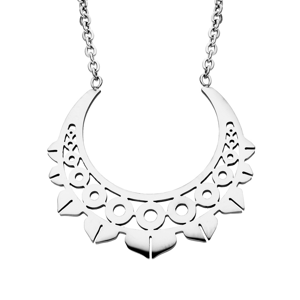 Collier en acier chane avec dcoupe cercle cisel 45+5m - Vue 1