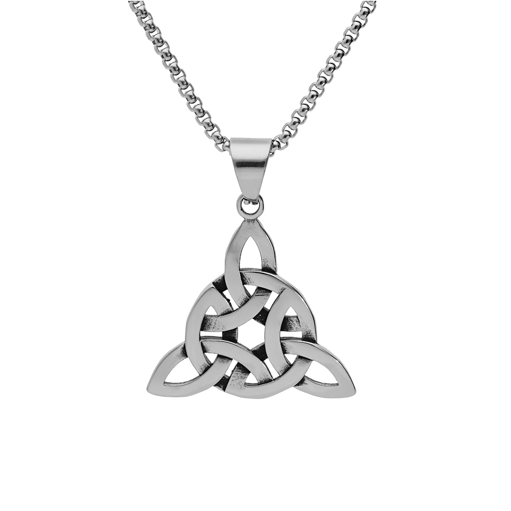 Collier en acier cha�ne avec pendentif celtique 54+5cm - Vue 1