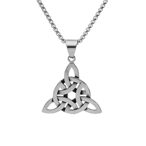 Collier en acier chane avec pendentif celtique 54+5cm - Vue 1