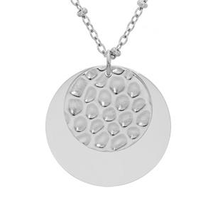 Collier en acier chane avec pendentif double pastille 46cm - Vue 1