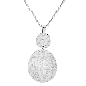 Collier en acier chane avec pendentif motif relief 42+4cm - Vue 1