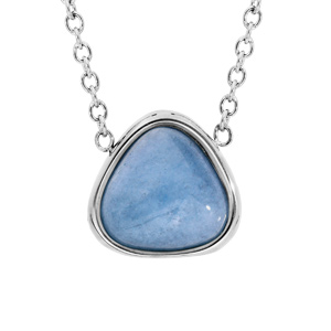 Collier en acier chaîne avec pendentif pierre Jade bleue 42+3cm - Vue 1