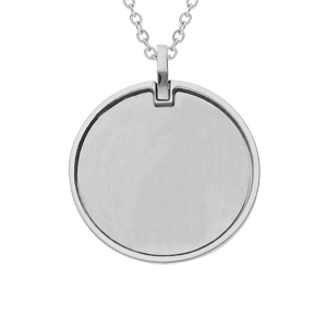 Collier en acier chane avec pendentif rond vierge  graver 50+5cm - Vue 1