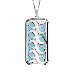Collier en acier chaîne avec pendentif symboles infini bleu ciel 45cm + 10cm - Vue 1