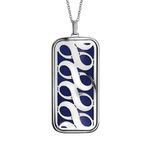 Collier en acier chaîne avec pendentif symboles infini bleu nuit 45cm + 10cm - Vue 1