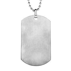 Collier en acier chane boules avec grande plaque G.I. pans arrondis de 25mm X 45mm - longueur 50cm + 10cm de rallonge - Vue 1