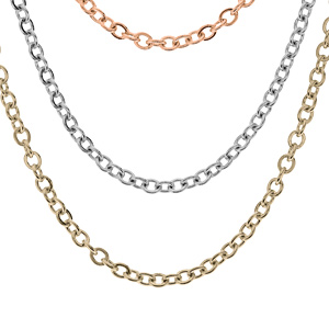 Collier en acier chaîne maille forçat 3 rangs et 3 tons longueurs 40 / 45 et 50 cm - Vue 1