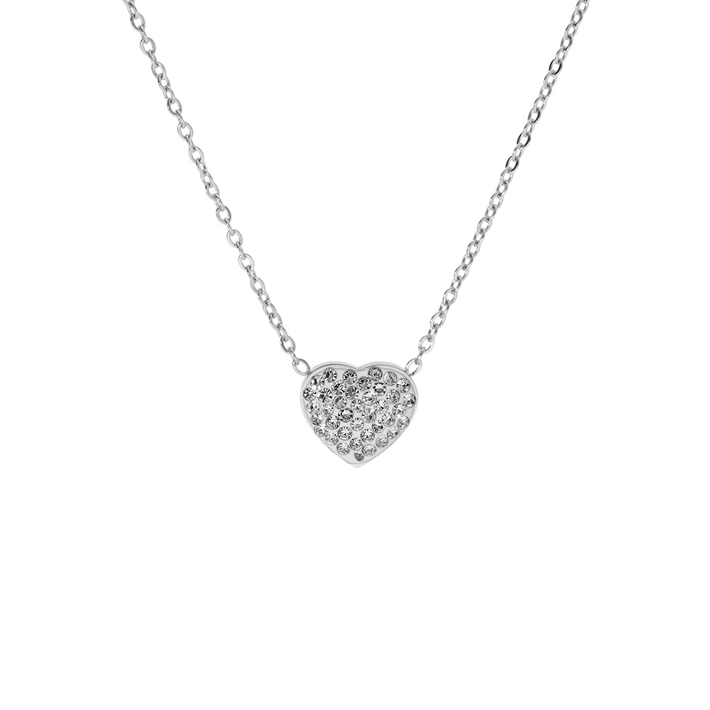 Collier en acier coeur r�sine et stass 39+5cm - Vue 1