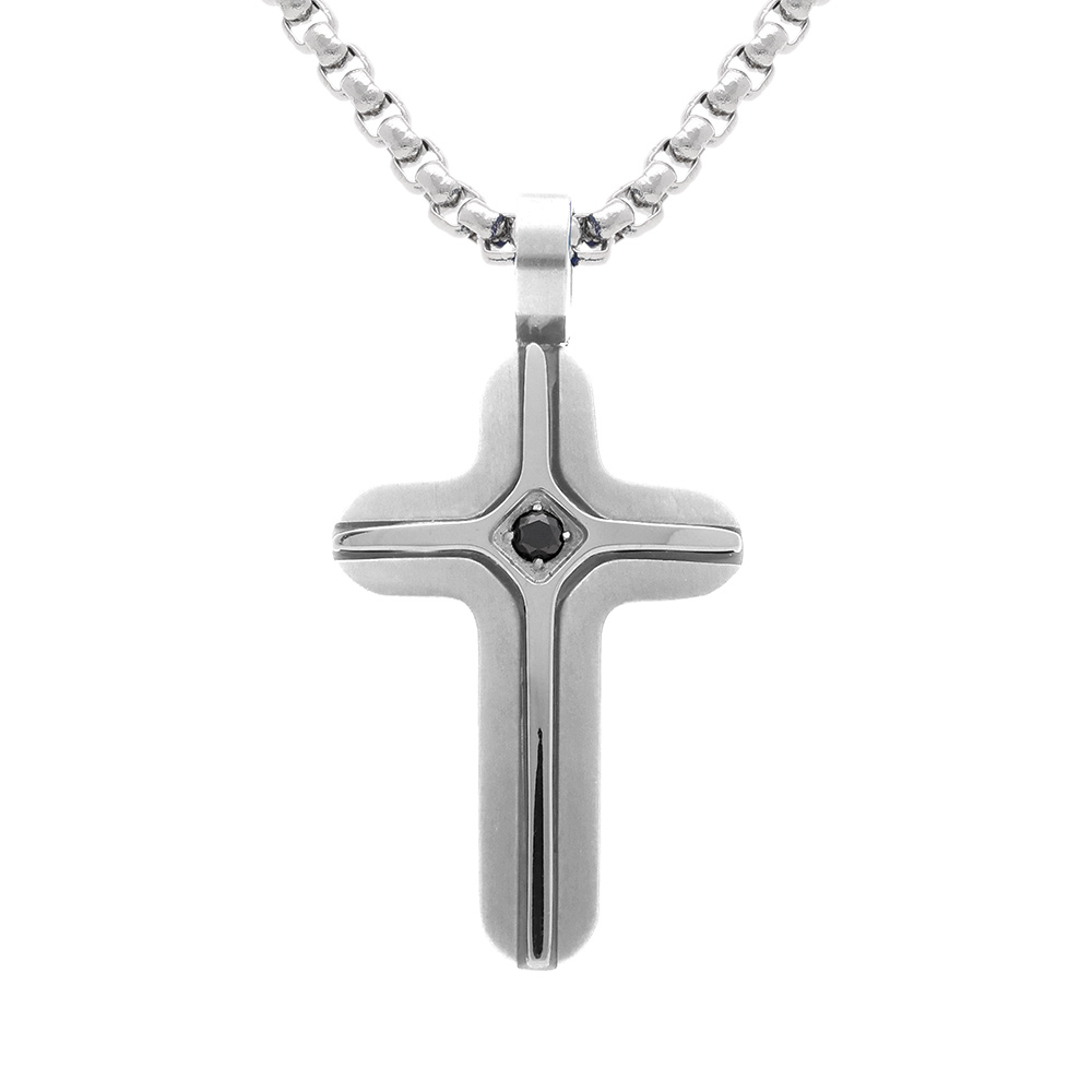 Collier en acier croix 25mm un oxyde bleu  - 45+6cm - Vue 1