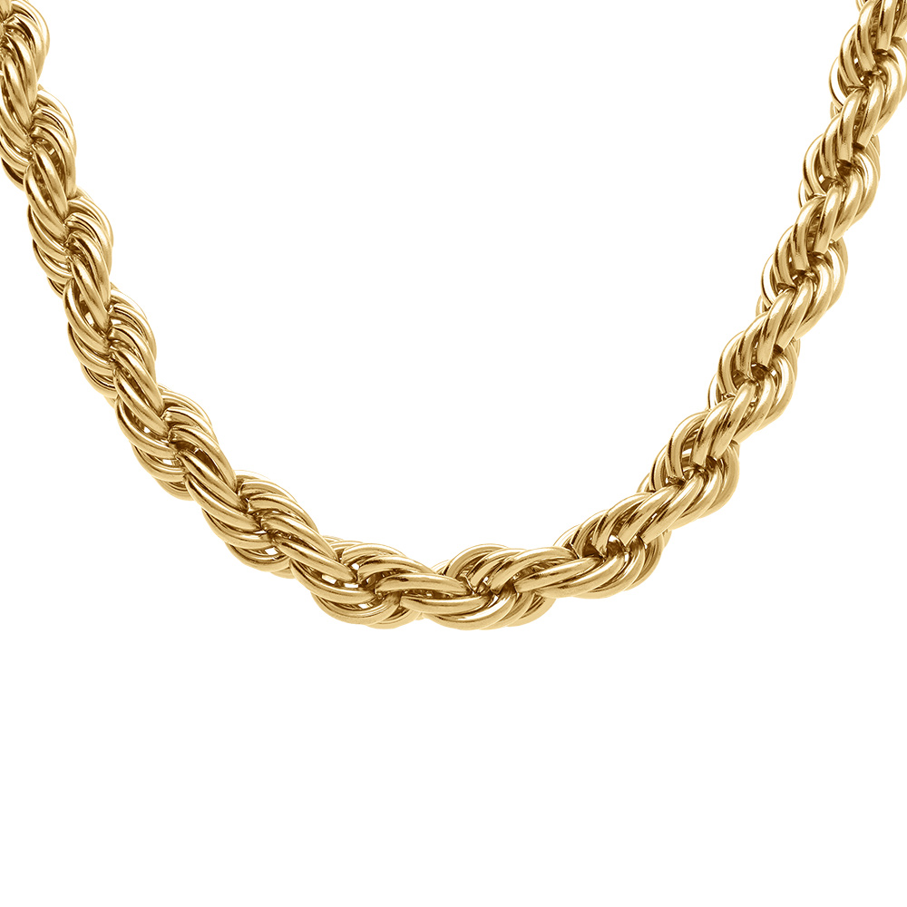 Collier en acier dor� 7mm - 42+5cm - Vue 1