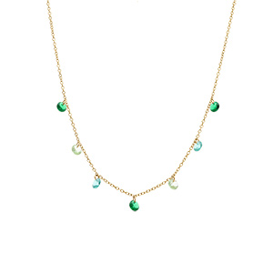 Collier en acier doré avec pampilles d\'oxydes verts - 38+5cm - Vue 1