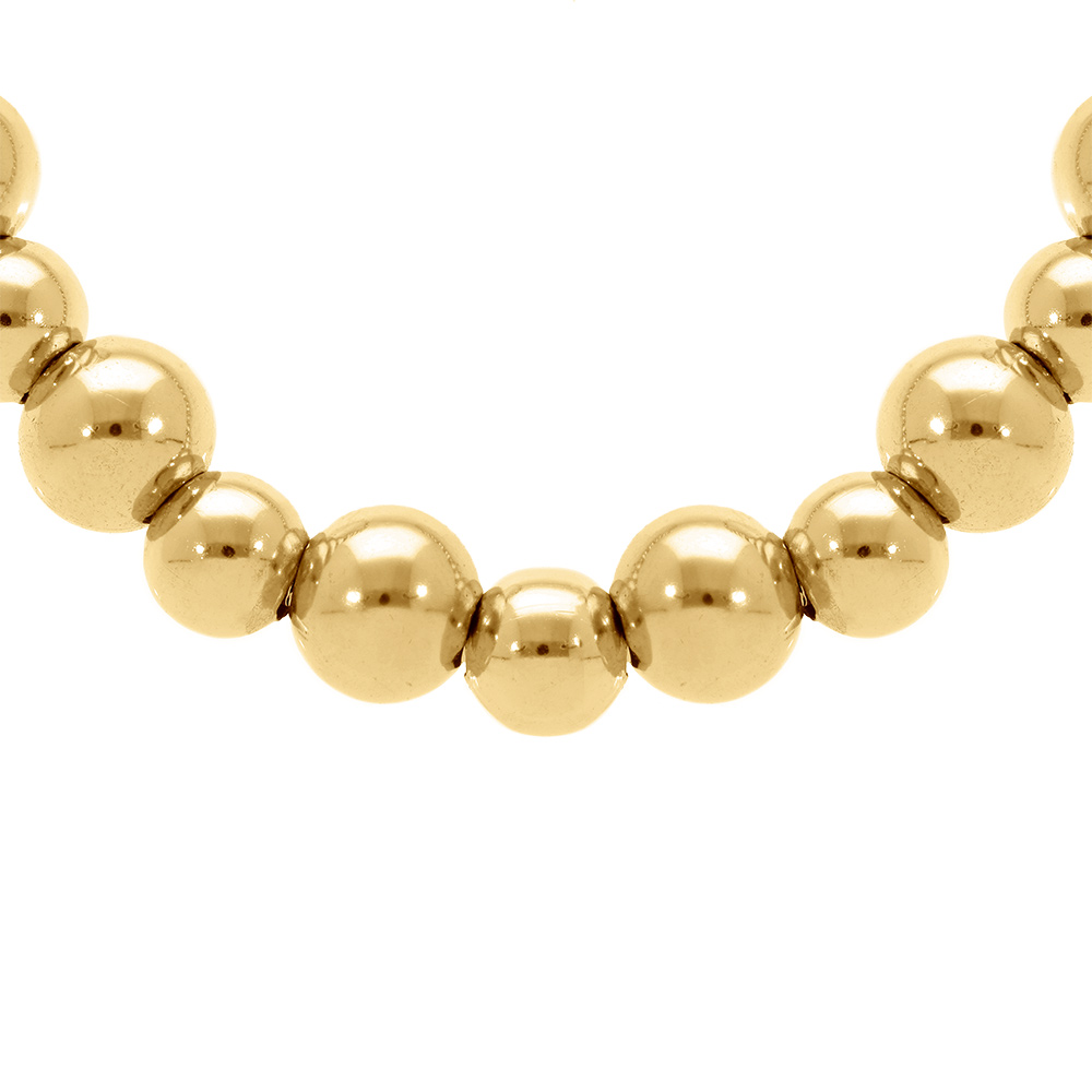 Collier en acier dor� boules 8mm et 10mm  - 42+5cm - Vue 1