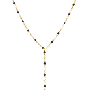 Collier en acier doré cravate (10.5cm) résine noire - 40+5cm - Vue 1