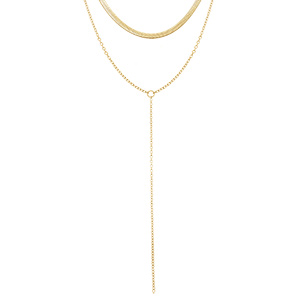 Collier en acier dor cravate (13cm) - 35+5.5cm