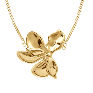 Collier en acier dor� fleur 40mm  - 42+5cm
