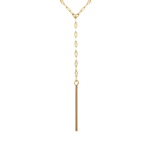 Collier en acier doré forme cravate avec pendentif vertical - 38+5cm - Vue 1