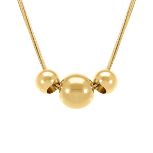 Collier en acier doré jaune 3 boules - 43+4cm - Vue 1