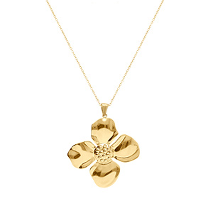 Collier en acier doré jaune pendentif fleur - 40+5cm - Vue 1