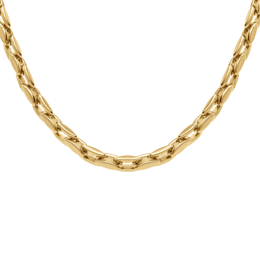 Collier en acier dor� maille - 53+5cm - Vue 1