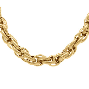 Collier en acier dor� maille 7mm - 40+5cm