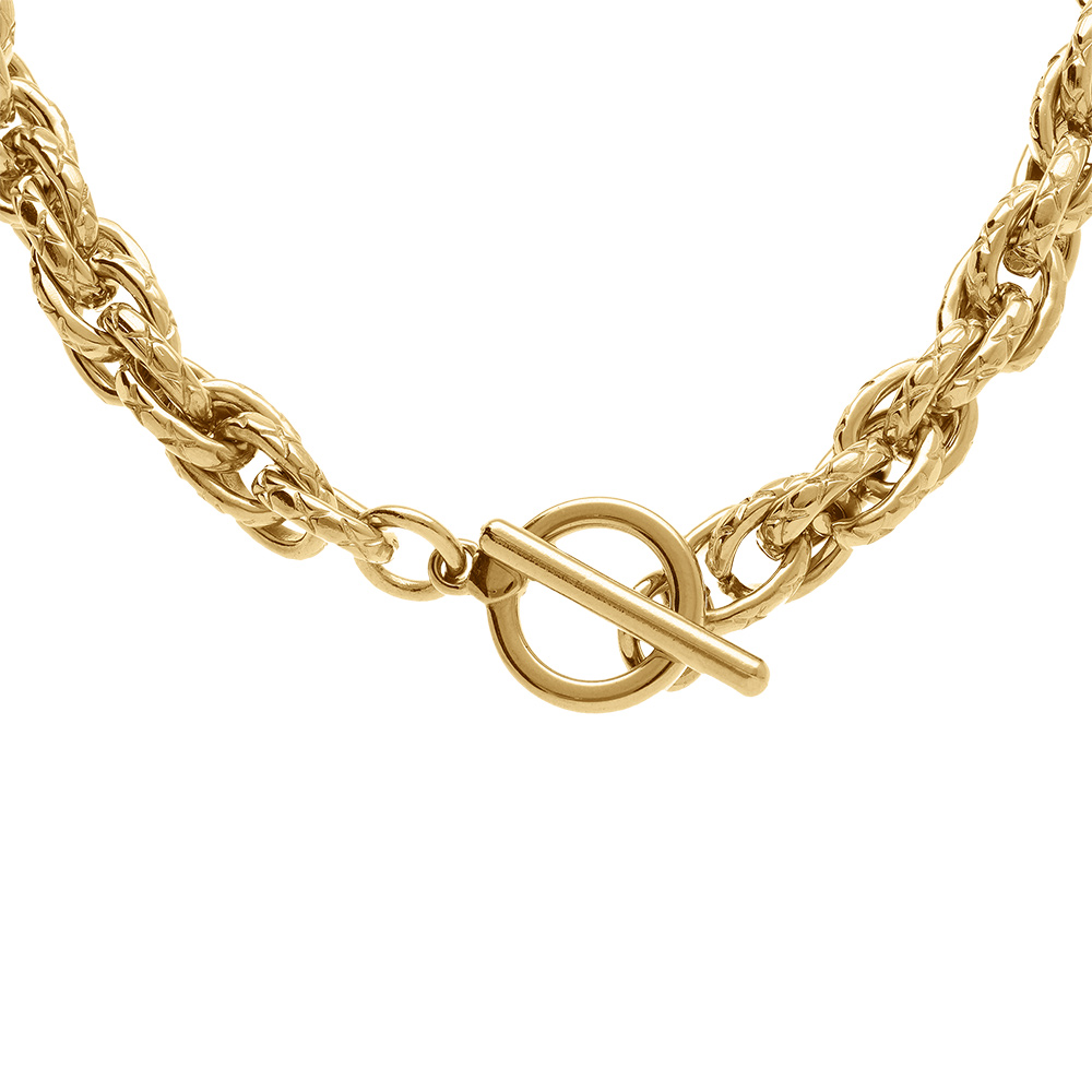 Collier en acier dor� maille 8mm - 40+5cm - Vue 1