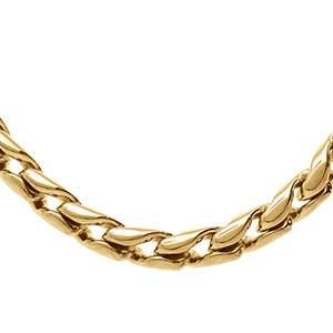 Collier en acier dor� maille aspect torsade - 49+5cm