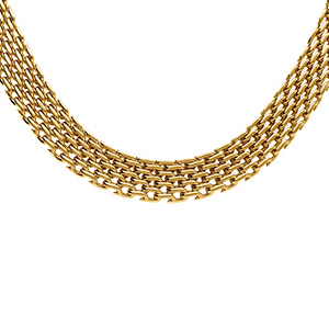 Collier en acier dor� maille plate 8mm - 42+5cm