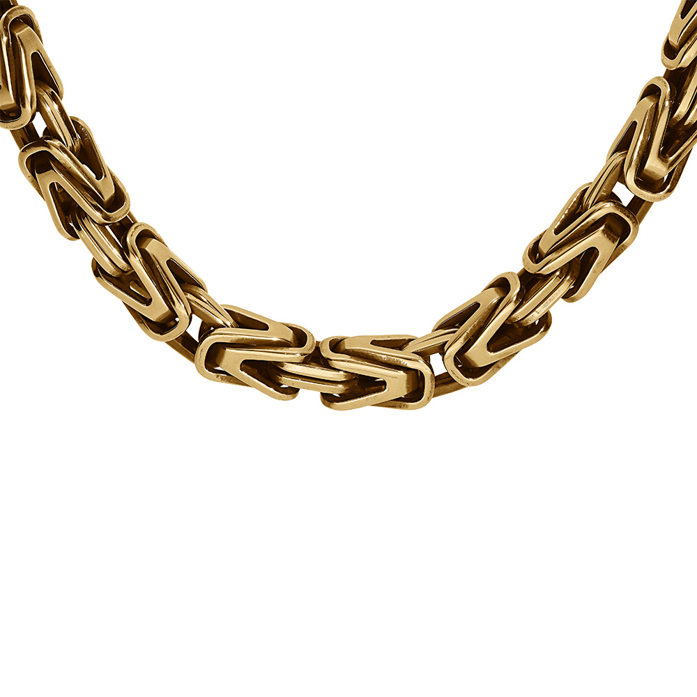 Collier en acier dor� maille royale lapid�e  - 57cm - Vue 1