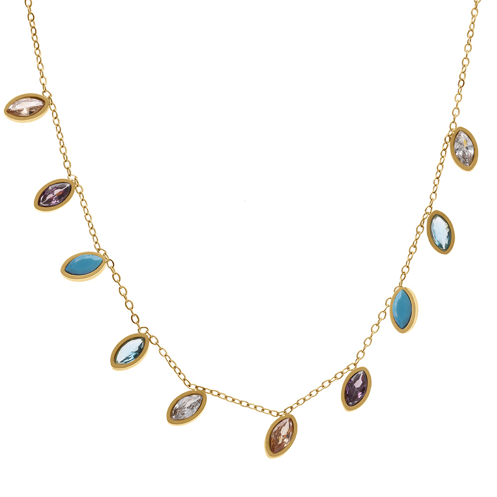 Collier en acier dor� navette tutti frutti 40+5cm - Vue 1