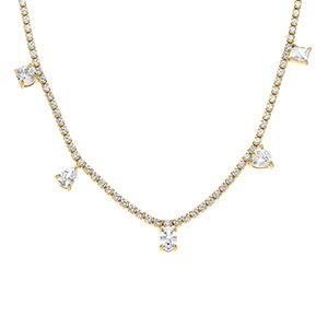Collier en acier dor� oxydes blancs sertis riviere  - 40+5cm