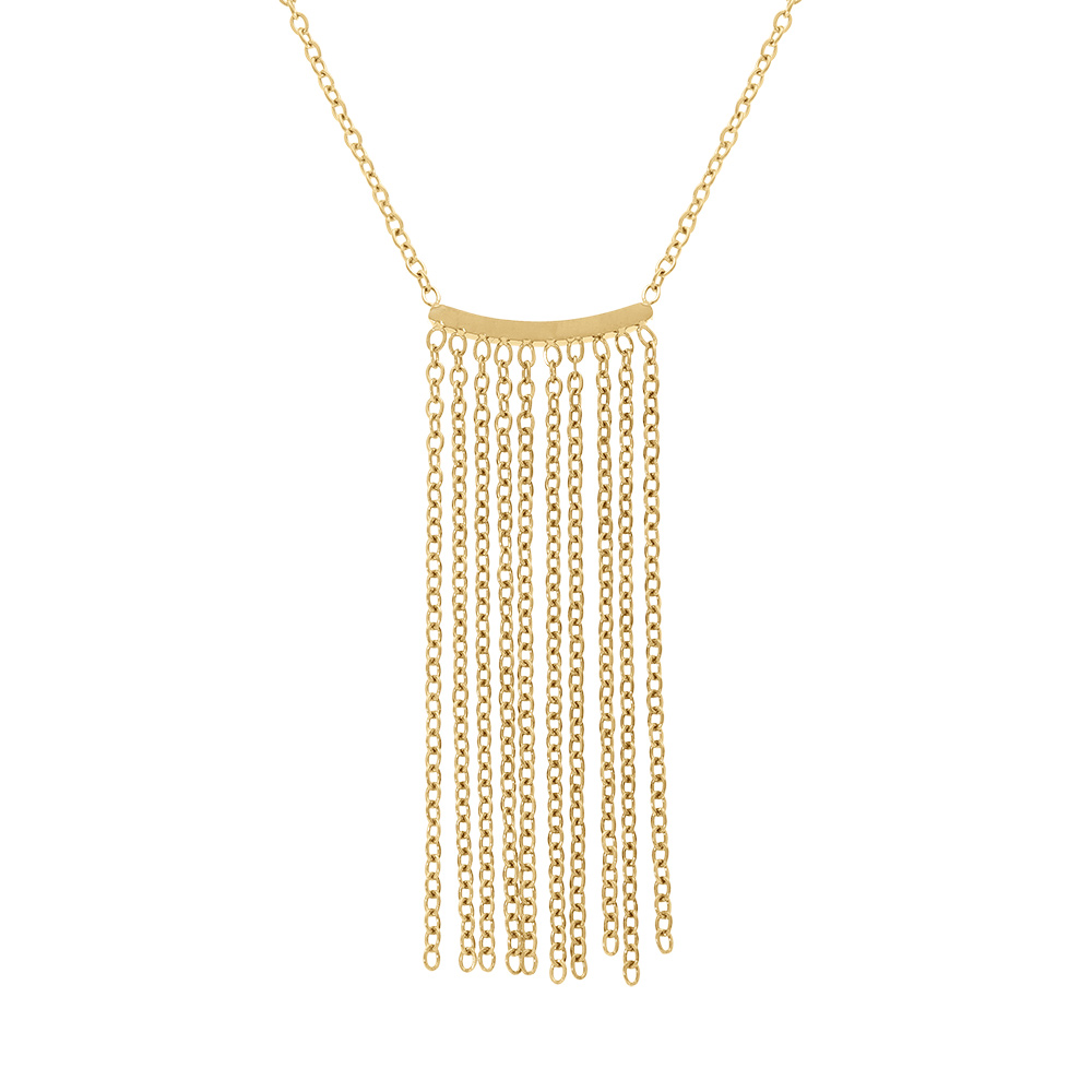 Collier en acier dor� pendant multi fils  - 40+5cm - Vue 1