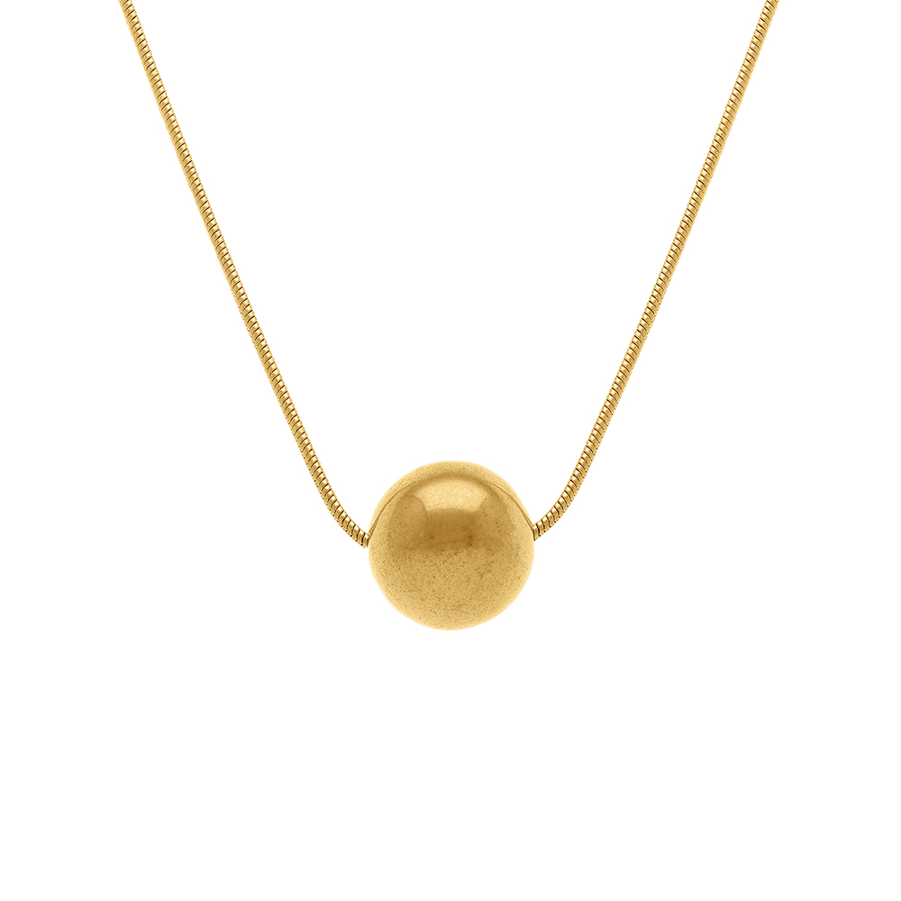 Collier en acier dor� pendentif boule 10mm - 40+5cm - Vue 1