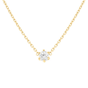 Collier en acier doré solitaire 4mm oxyde blanc serti - Vue 1