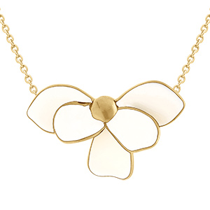 Collier en acier dor� Stella Mia demi fleur avec r�sine blanche - 38+5cm