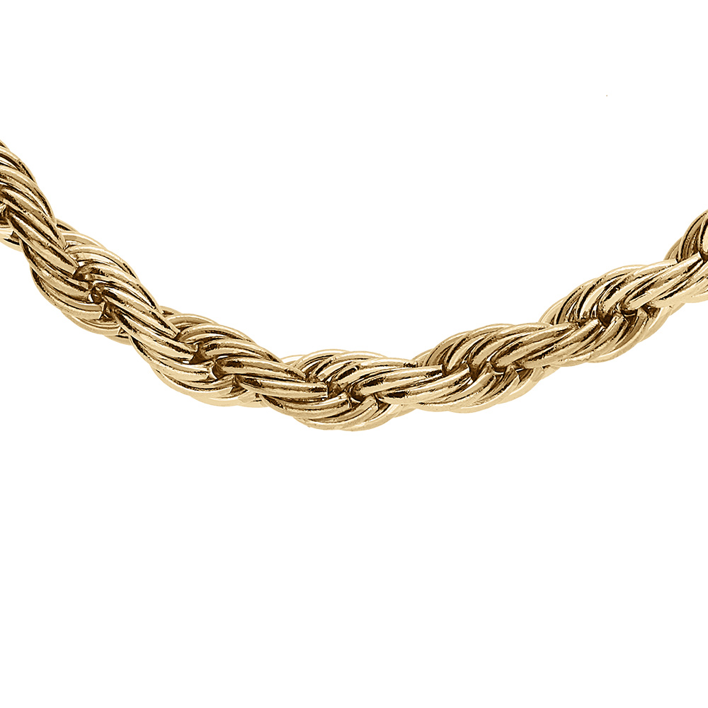Collier en acier et PVD dor� maille corde 4mm 45+5cm - Vue 1