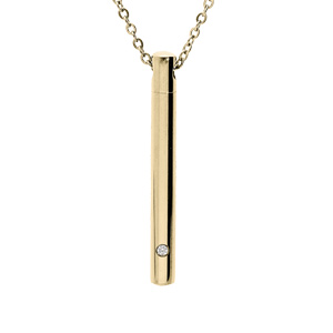 Collier en acier et PVD jaune chane avec pendentif \