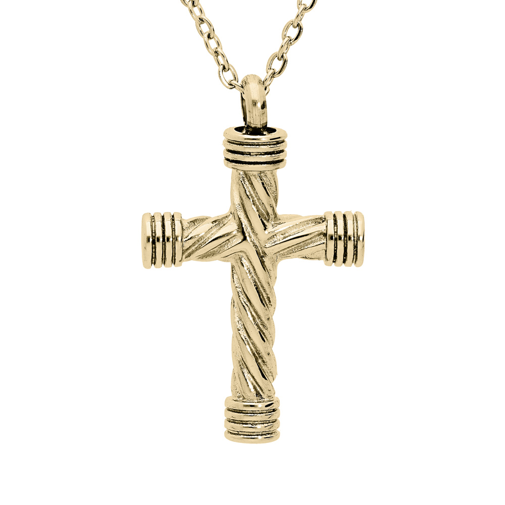 Collier en acier et PVD jaune cha�ne avec pendentif \