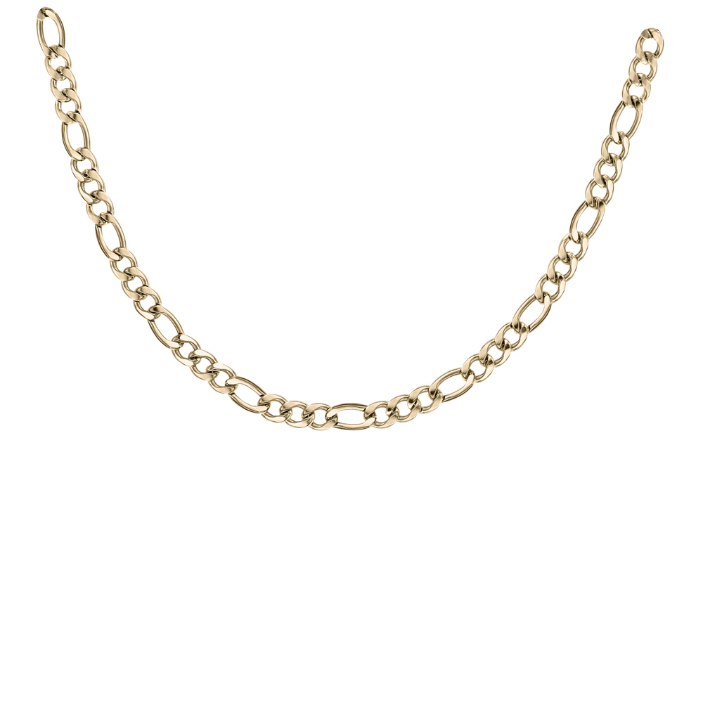 Collier en acier et PVD jaune maille altern�e 1+3 - largeur 6mm longueur 55cm - Vue 1