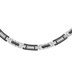 Collier en acier et PVD noir avec câble 49+4cm réglable double fermoir