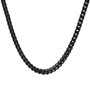 Collier en acier et PVD noir mat maille franco carre 4x4 longueur 55cm - Vue 1