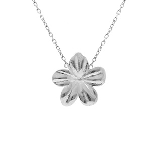 Collier en acier fleur 5 pétales 15mm - 40+4cm - Vue 1