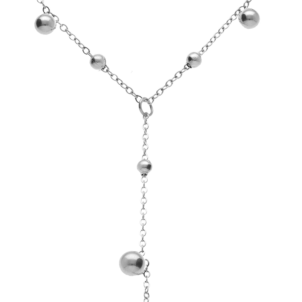 Collier en acier forme cravate avec boules  - 38+5cm - Vue 1