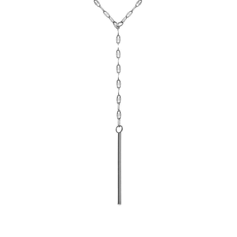 Collier en acier forme cravate avec bout vertical plein  - 38+5cm - Vue 1