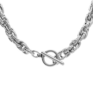 Collier en acier maille 8mm fermoir barrette - 42cm