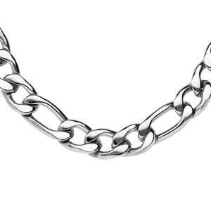 Collier en acier maille alternée 1+3 - largeur 11mm longueur 60cm - Vue 1